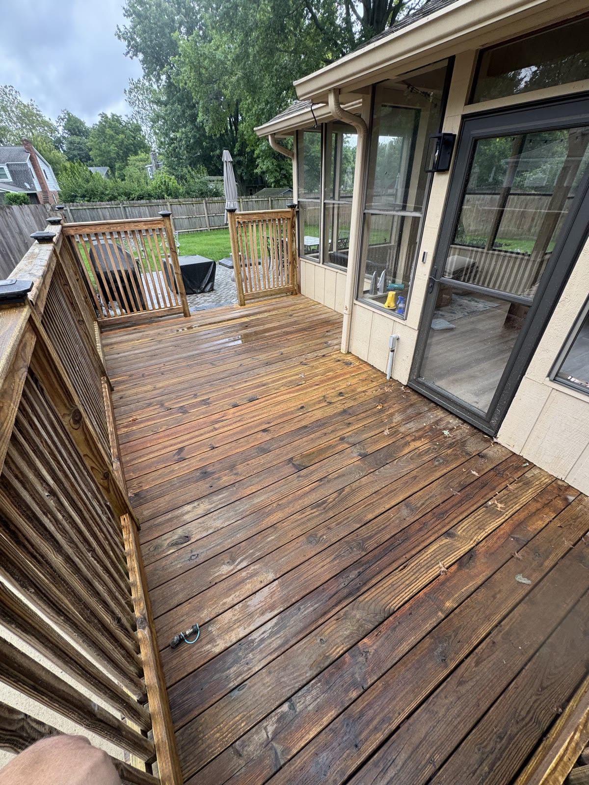 Restored and stained wood deck